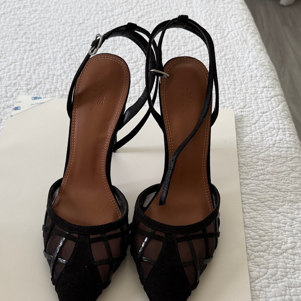 ASOS Black Mesh Strappy Heels